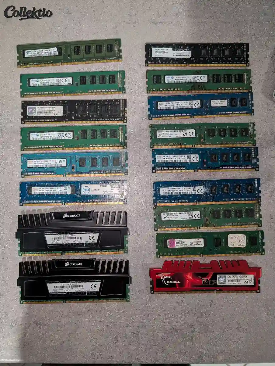 Lot 17 barrettes RAM DDR3 PC Fixe (67 Go total) - Corsair, G.Skill, Samsung, Hynix